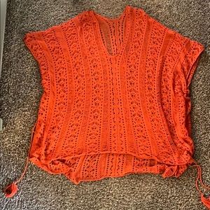 Women’s Burnt Orange Crocheted Coverup/Poncho